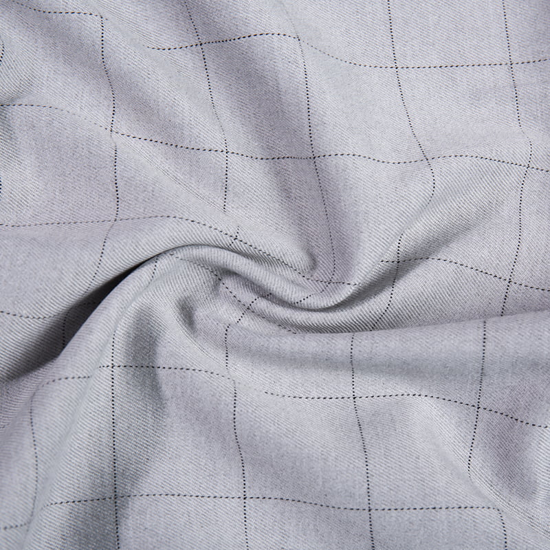 FX54237 Desain Kustom Polyester Viscose Check Suit Fabric dengan Spandex untuk Seragam
